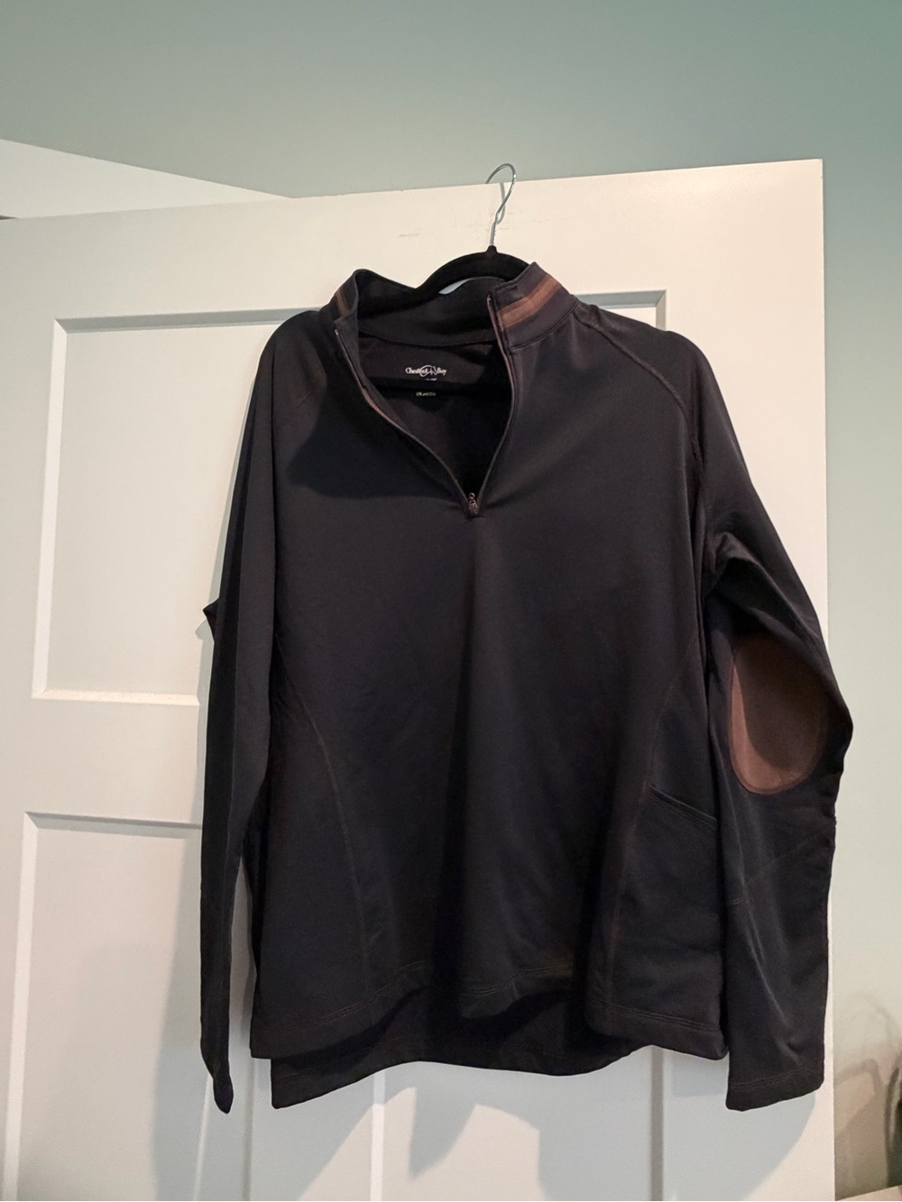 Quarter-Zip Pullover Top in Black - Classic Comfort